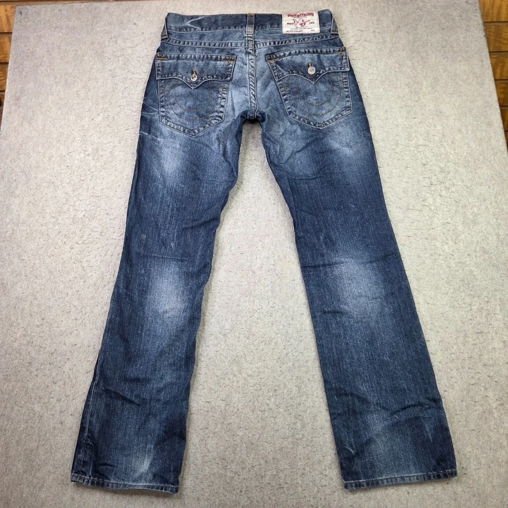 True Religion World Tour Mens Straight Flap Pockets Jeans Size 34x34 Denim